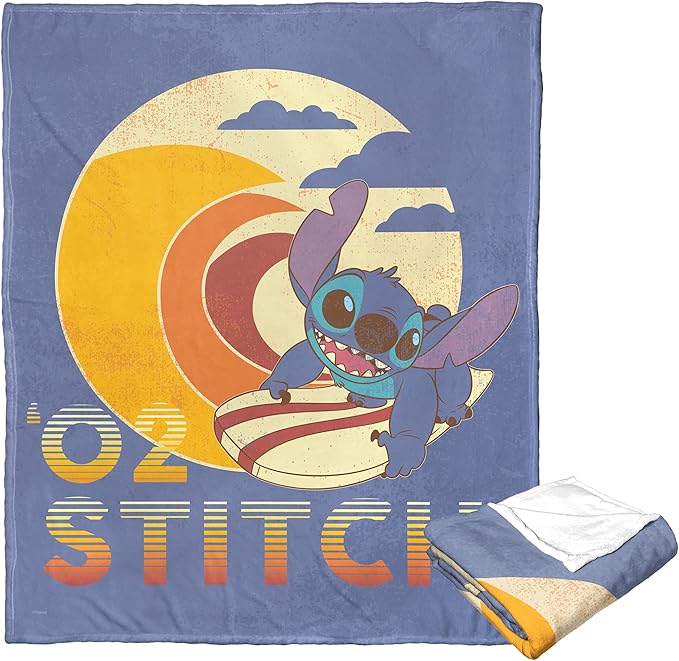 Northwest Lilo and Stitch Silk Touch Throw Blanket, 50" x 60", Vintage Aloha Stitch