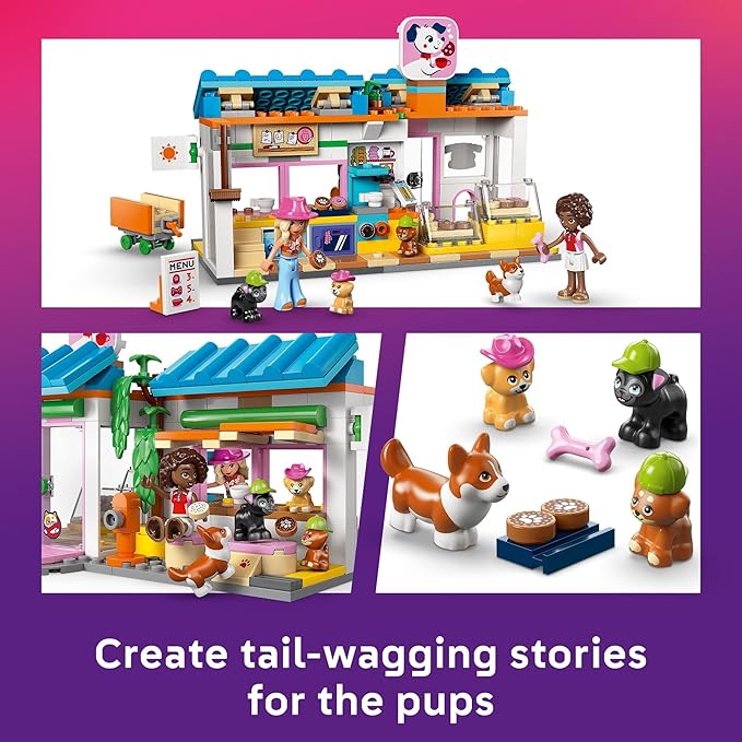 LEGO Friends Dog Treats Bakery Building Toy for Girls & Boys - Pretend Play Set for Kids, Ages 6+ - W/Aliya & Sage Minidolls, 2 Toy Dog Figures, & Accessories - Gift Idea for Birthdays - 42677