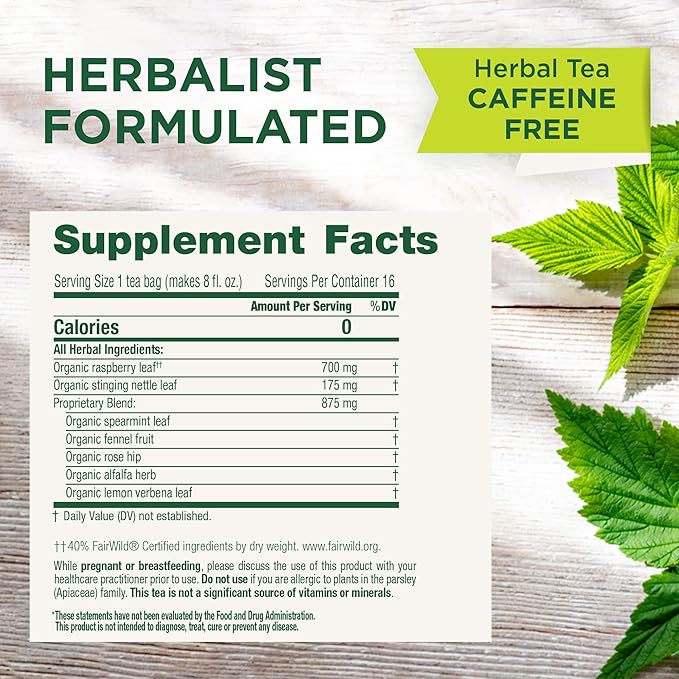 Traditional Medicinals Tea, Organic Pregnancy Tea, Supports a Healthy Pregnancy, Raspberry Leaf and Spearmint, 16 Tea Bags