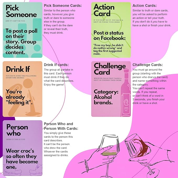 Fofeadm Drinking Card Games for Adults, Fun Adults Drinking Games with 100 Cards, Great for Game Night & Parties, 21st Birthday Gift & Bachelorette Party Games, Age 21+