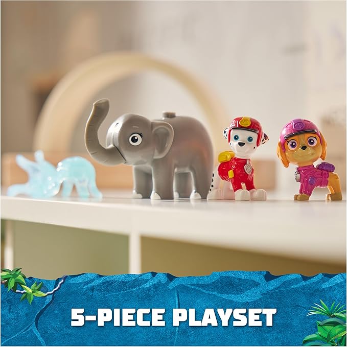 Paw Patrol: Jungle Pups Marshall, Skye & Elephant Action Figures with Projectile Launcher, Kids Toys for Boys and Girls Ages 3 and Up