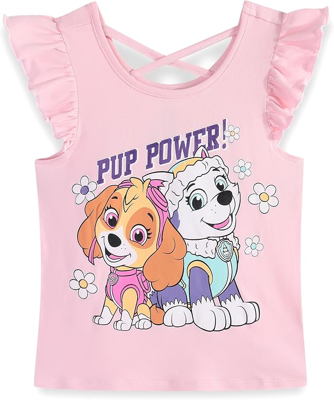 Paw Patrol Nickelodeon Girls Mix and Match 5 Piece Outfit Set with Tops, Leggings, Shorts & Scrunchie for Toddler and Big Kid