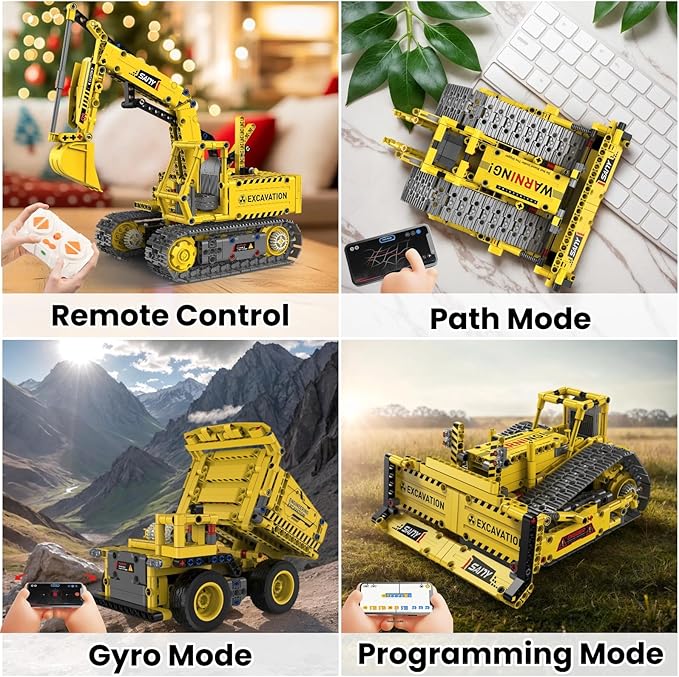 STEM Robot Construction Toys for Kids - Remote-Controlled Excavator Engineering Kit with 555 Pieces, Motor Module, Educational Boy Toys Age 8-10, Science Kits for Kids Age 8-12