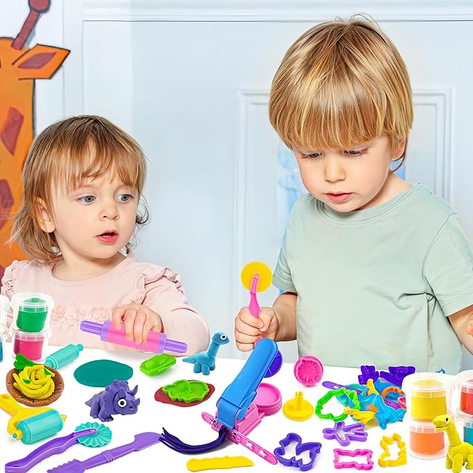 Dough Tools Set for Kids – 22 PCS Macaron Color Dough Play Tools with Animal Cutters, Dough Tool Set for Ages 3-8 (Random Colors)