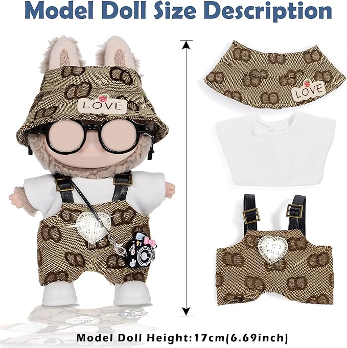 iBayda Total 3 Sets Doll Clothes Accessories for 17cm Dolls Include: 3 Hats, 3 Tops, 3 Rompers, 1 Bag, 1 Glasses and 1 Shoes- Soft & Stylish Costume Accessories (Doll Not Icluded)