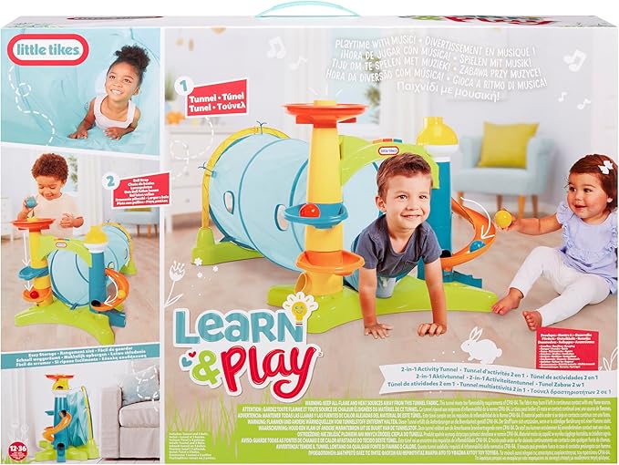 Little Tikes 2-in-1 Activity Tunnel, Indoor Outdoor Playset for Toddlers, Boys and Girls Ages 1-3 Years