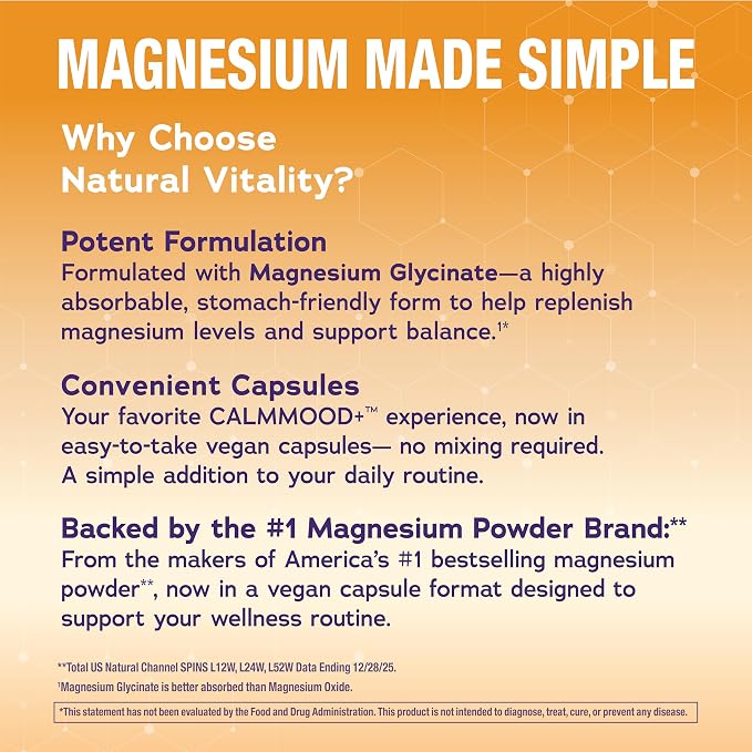 Natural Vitality Calm Mood | Happy Saffron Magnesium Glycinate Capsules | Supplement Helps Maintain Positive Mood | Non-GMO, Vegan & Gluten Free Formula | 90 Count