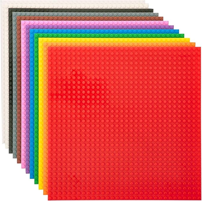 Strictly Briks Classic Stackable Baseplates, for Building Bricks, Bases for Tables, Mats, and More, 100% Compatible with All Major Brands, Rainbow