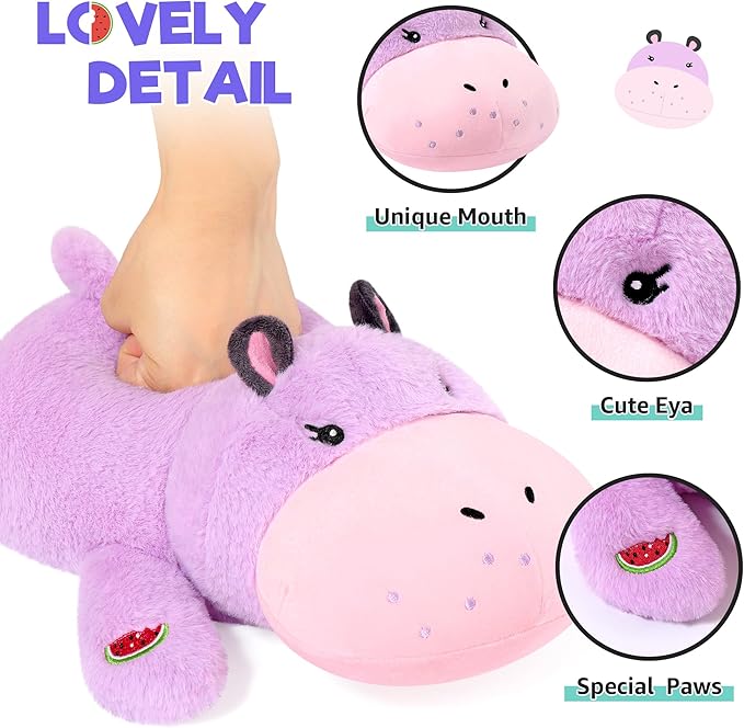 Onsoyours Original Weighted Hippo Stuffed Animals - 13.8"|1.8lbs Comfort Hippopotamus Plush, Soft Cute Hugging Plushies Toys Gifts for Kids & Adults