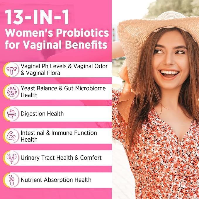 70 Billion CFUs Vaginal Probiotics, PH Balance with Probiotic & Prebiotic & D-Mannose, Women Probioticos for Odor & Flora, Yeast, vag, Urinary Health, GMO-Free, 60 Days Supply