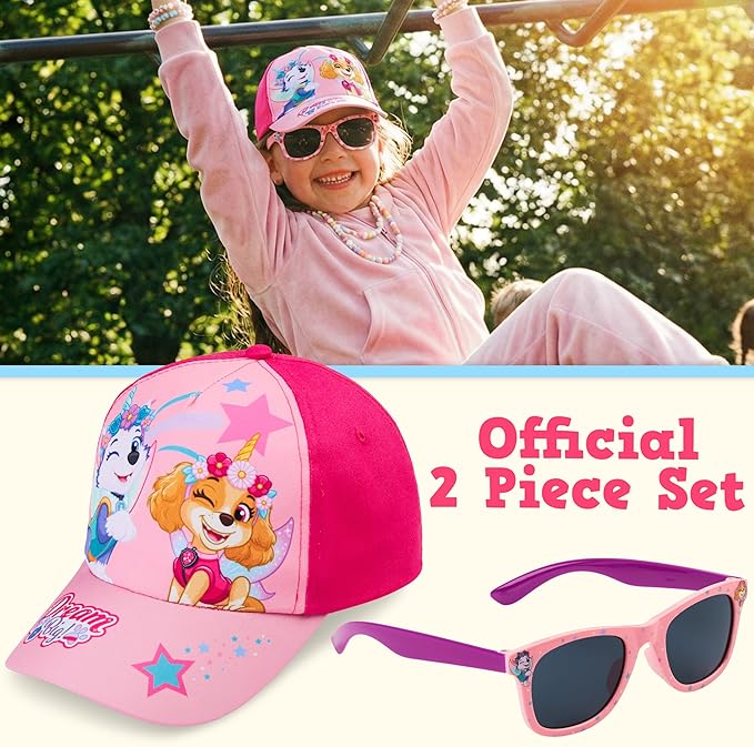 Paw Patrol | Peppa Pig Baseball Cap and Sunglasses Set for Girls, UV 400 Sun Protection, Summer Gifts for Girls