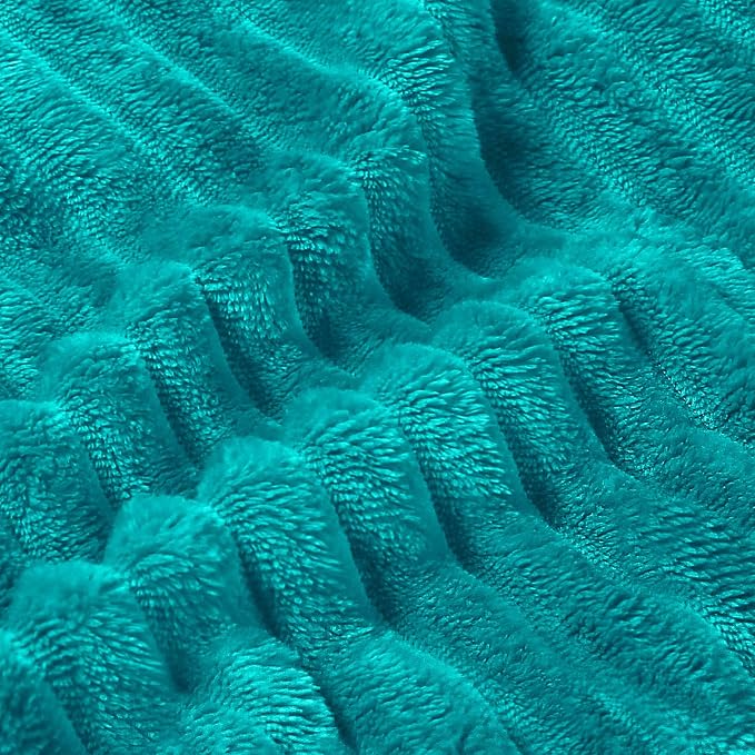 BEDELITE 3D Ribbed Ocean Blue Fleece Throw Blanket for Couch, 50x60 Inch | Soft Warm Decorative Fluffy Blanket, Cozy Plush Lightweight Fuzzy Throw Blanket for Bed Sofa Home Room Decor, Gift for Women