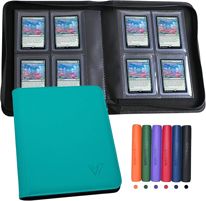 Toploader Binder 4 Pocket,Holds 128 Top Loaders,Top Loader Binder 4 Pocket for 3" x 4"Rigid Cards,Double Sided Card Binder Abulm in 3"x4"Toploaders for Trading Cards