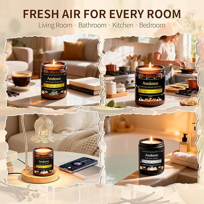 Salted Caramel Candle | Odor Eliminating Candles - 7oz Soy Candles for Home Scented, Warm Sweet Aroma Relaxing Scented Candles - Aromatherapy Candle Gift for Women Men - Up to 50 Hours Burn Time