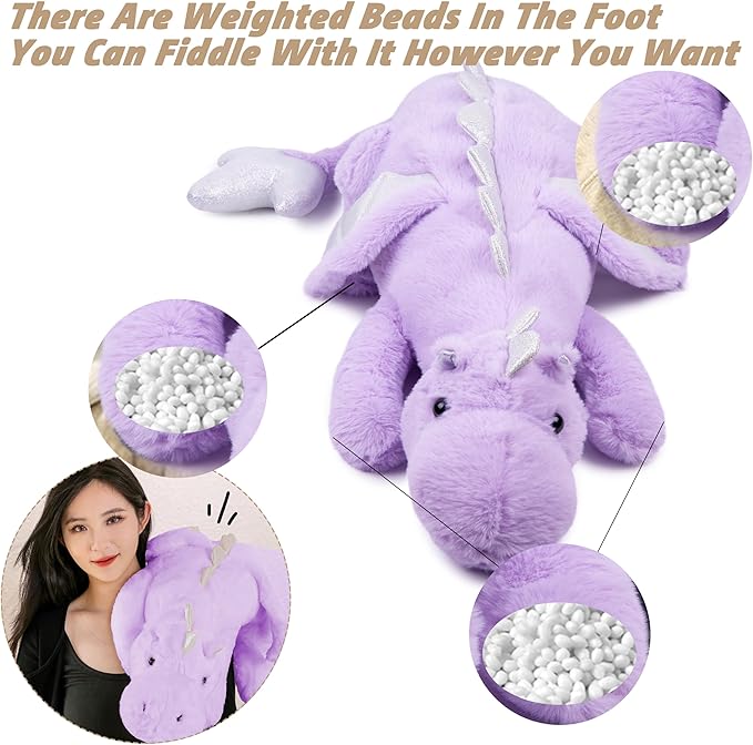 ARELUX Giant 52in 3Lb Big Purple Dragon Large Stuffed Animals Cute Plush Toy Fuzzy Jumbo Dinosaur Pillow Plushies with Wings Cuddly Soft Green Pterosaur Plushie for Friends Family Member