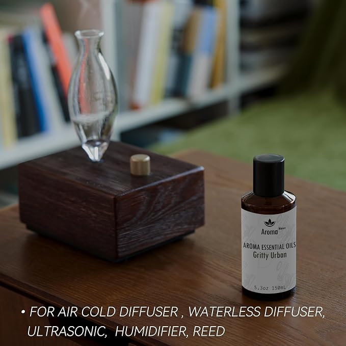 Wood-Inspired Hotel Collection Diffuser Oil - Gritty Urban - Reed Essential Oil blends for Home Luxury Aroma Diffuser, Lemon Verbena, Chamomile and Oakmoss, Elevate Room with Air Fresheners - 5.3fl oz