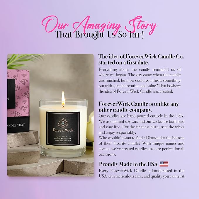 ForeverWick Surprise Candle with Diamond Inside | Foreverwick Candles | Fruit Scented Soy Candles Gifts for Women Aromatherapy Candle Wax | All-Natural Organic Soy Candle 14oz | 70h