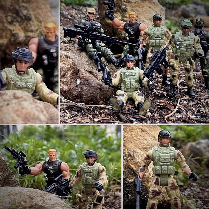 Army Men Action Figures,Soldiers Toys for Boys Age 4-7,Military Playset Action Figures Soldier Toy Set with Weapons Birthdaty Halloween Xmas Gift for Boys