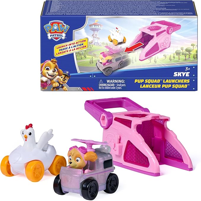 PAW Patrol Skye Pup Squad Launchers with Chickaletta Vehicle 2-Pack, Kids Toys for Boys and Girls Ages 3 and Up