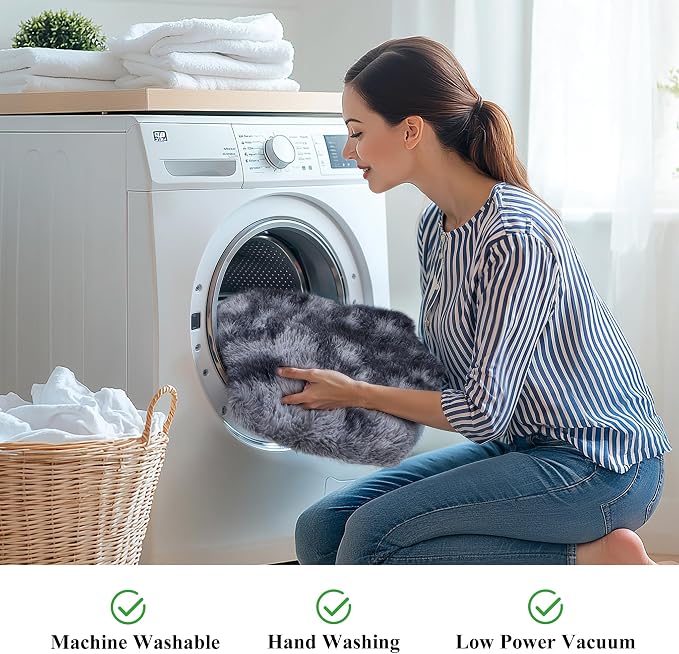 KICHOWUA 5x8 Thick Dark Grey Fluffy Shag Rug for Bedroom, Plush Washable | Area Rug for Living Room, Kids Nursery, Dorm Room, Non Slip Shaggy Floor Carpet