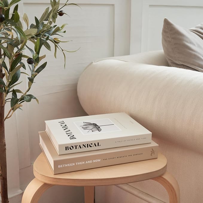 ZICOTO Beautiful Decorative Books - Set of 2 Boxes Enhance Your Coffee Table, Bookshelf or Mantel Decor - Aesthetic Fake/Faux Books for Modern Home Decoration, Photo Storage and as a Keepsake Box
