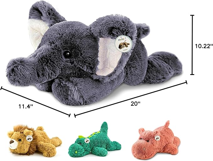 20" | 4 Pounds Weighted Stuffed Animals,Sensory Comfort Plush Throw Pillow Toy, Soft for Home & School, Kawaii Plushies Hugging Toy Gifts for Kids & Adults (Elephant, 20 inch 4 Pounds)