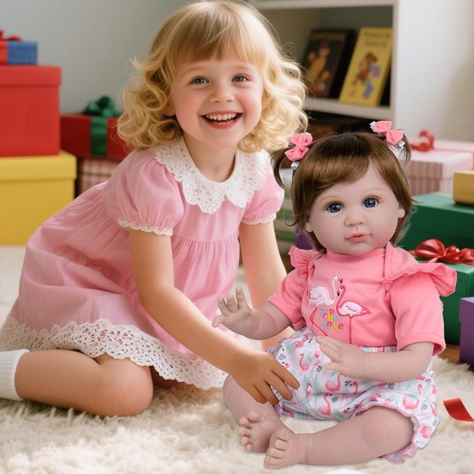 Milidool Realistic Reborn Baby Dolls Girl - Realistic Baby Dolls Girl Real Looking 22 inch Doll with Soft & Poseable Body, Lifelike Newborn Baby Doll That Look Real, Kids Gift for 3+ Years Old