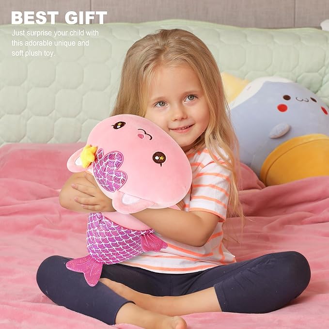 Onsoyours Cute Kitten Mermaid Plush Toy Stuffed Animal Kitty Soft Mermaid Cat Plush Pillow for Kids (Pink Cat Mermaid, 12")