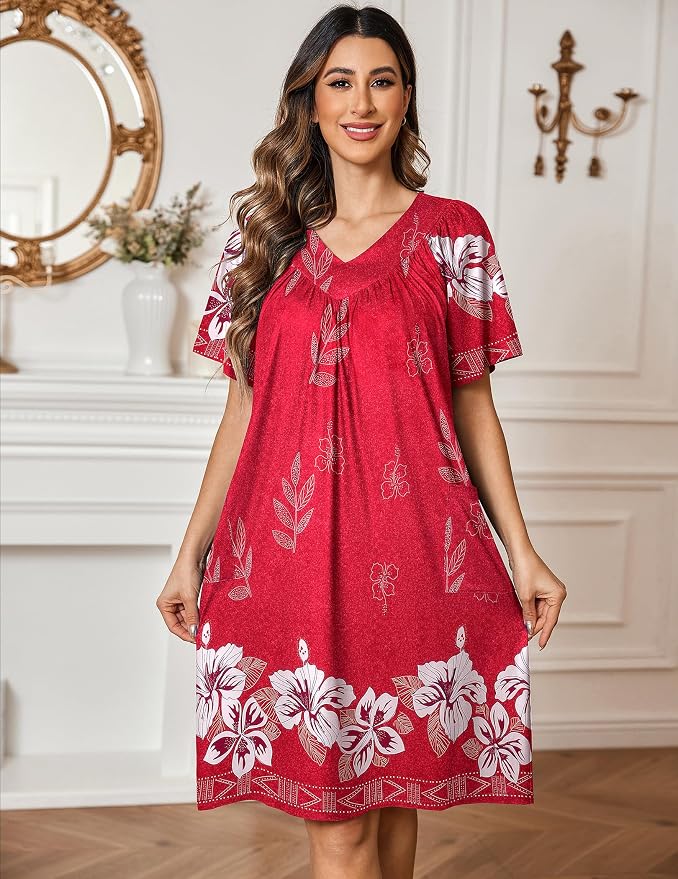 Ekouaer Womens House Dress Floral Print Moo Moos Nightgowns Moomoo Dresses Mumus with Pockets