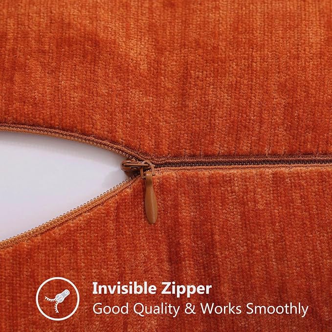 decorUhome Soft Chenille Throw Pillow Covers 12x20 Set of 2 Rust | Fall Textured Decorative Throw Pillow Cases Stitched Edge Modern Farmhouse Luxury Boho Velvet for Couch Sofa Bed Home Decor