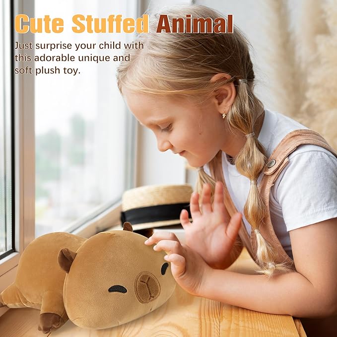 Onsoyours Original 9.8"|1.0 lbs Weighted Stuffed Animals, Cute Weighted Positive Capybara Plush Pillow Toy Soft Weighted Capybara Plushies Gift for Kids Adults