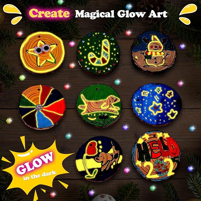 Kids Wood Painting Kit Glow in The Dark - Arts and Crafts for Kids Ages 5-12, Easter Crafts Gifts for Girls Boys Birthday, Art Supplies for 5 6 7 8 9 10 11 12 Year Old