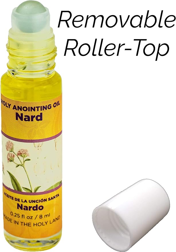 Nard Holy Land Anointing Oil from Israel, 1/4 oz Roller Bottle from Jerusalem, Locally Sourced Herbs & Essences, Gift for Pastors, Priests, Rabbi, & Clergy, Aceite Ungido de Nardo