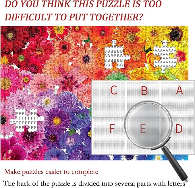 Jigsaw Puzzles 1000 Pieces for Adults, Challenging and Colourful Difficult Puzzles for Kids，Blooming Flowers 27" x 20"
