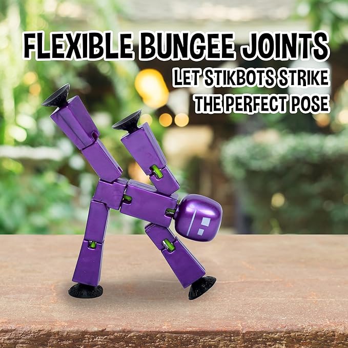 Zing StikBot Single Pack - Includes 1 StikBot - Collectible Action Figures and Accessories, Stop Motion Animation, Ages 4 and Up (Metal Eggplant)