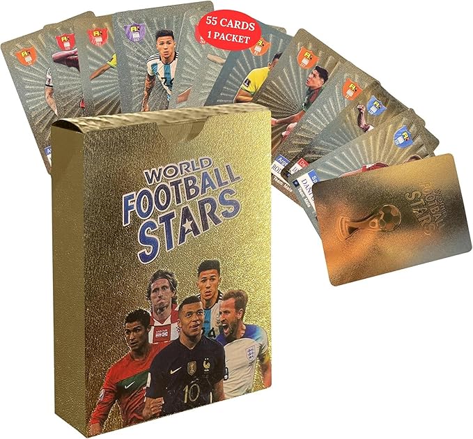 2026-27 Playing Soccer Cards | 55 Non-Duplicate Cards Per Pack | Fixed Card Set | Unforgettable Moment for Friends, Siblings & Soccer Fans | Printed on Premium Paper – Golden – Not Original