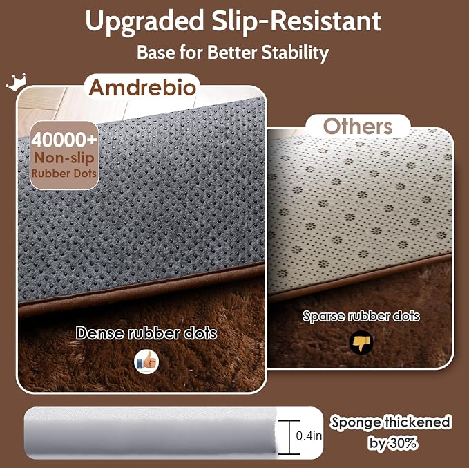 Amdrebio Chocolate Brown Furry Area Rug 5x7 for Living Room Bedroom Dorm | Plush Fuzzy Fluffy Carpet, Nursery Classroom Office Playroom Apartment Decor, Vintage Rustic Farmhouse Aesthetic, Dark Brown