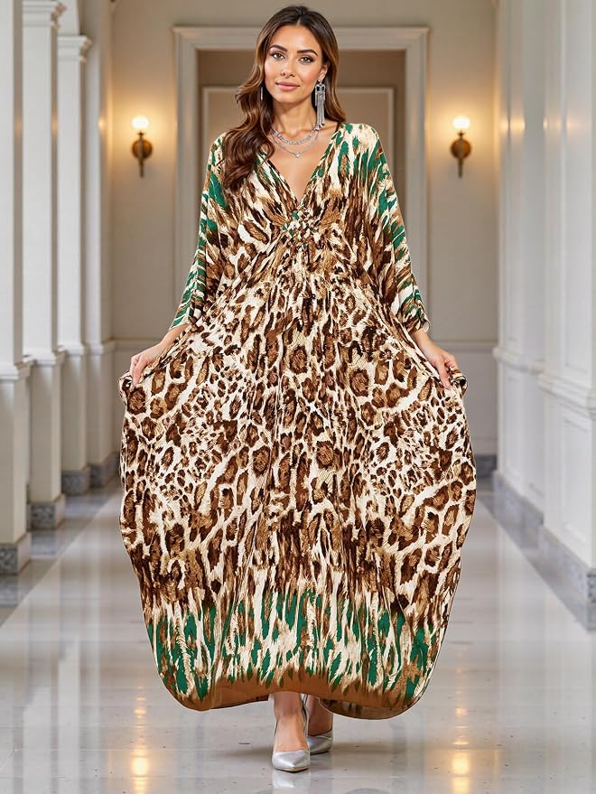 Mumu Dresses for Women Plus Size, Bohemian Kaftan Beach Cover Up Long Maxi Nightgown Soft Loungewear