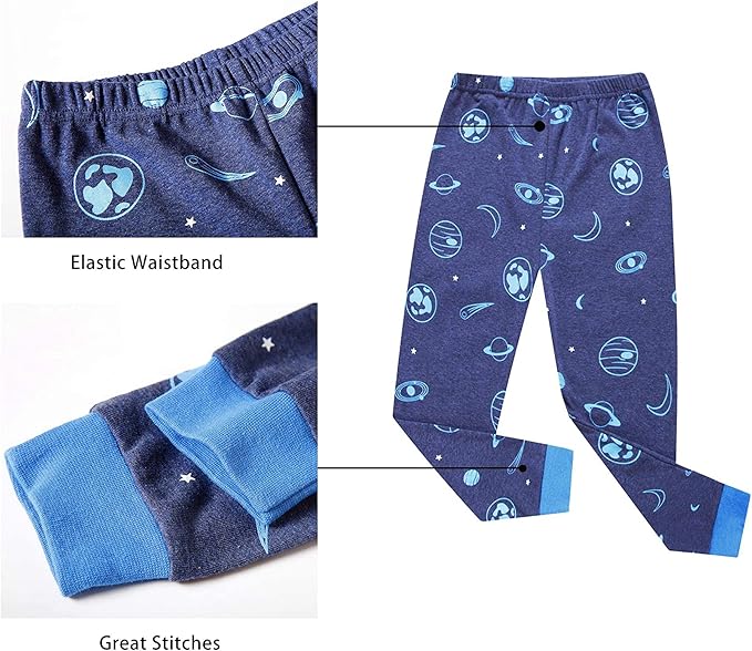 KikizYe Little Big Boys Girls Pajamas Set Kids PJs 100% Cotton Sleepwear