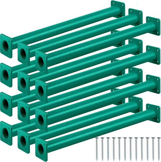 Dunzy 12 Pack Monkey Bars Swing Set Accessories Rods Playset Ladder Rungs Hardware Kit Steel Monkey Bar with Screws for Backyard Playground Equipment Mounting Plates(16.5 Inch,Green)