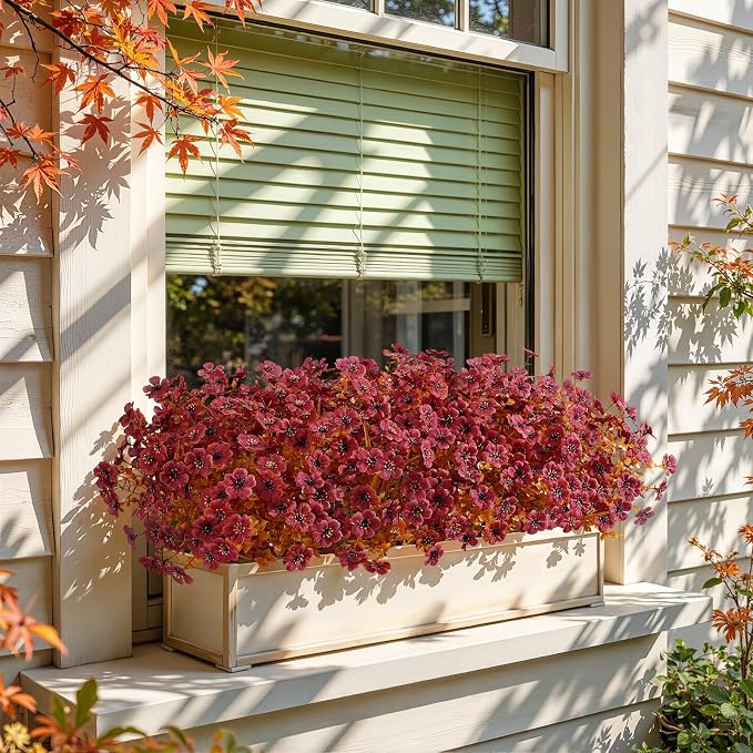 Alupssuc 24 Bundles Artificial Fall Flowers, UV Resistant Faux Mums Porch | Silk & Plastic, 13 Inch Tall, for Indoor Outdoor Planters Yard Patio Window Box, Autumn Outside Realistic Fake Decoration