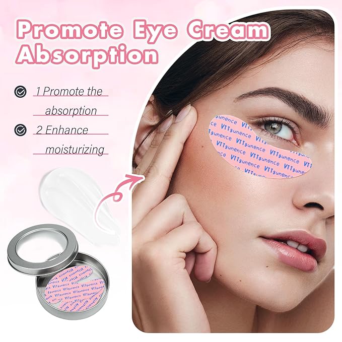 Under Eye Patches Silicone, 3 Pairs Reusable Under Eye Patches Mask Pad With Metal Cream Applicator, For Minimize Fine Lines Wrinkles, Visible Metal Case