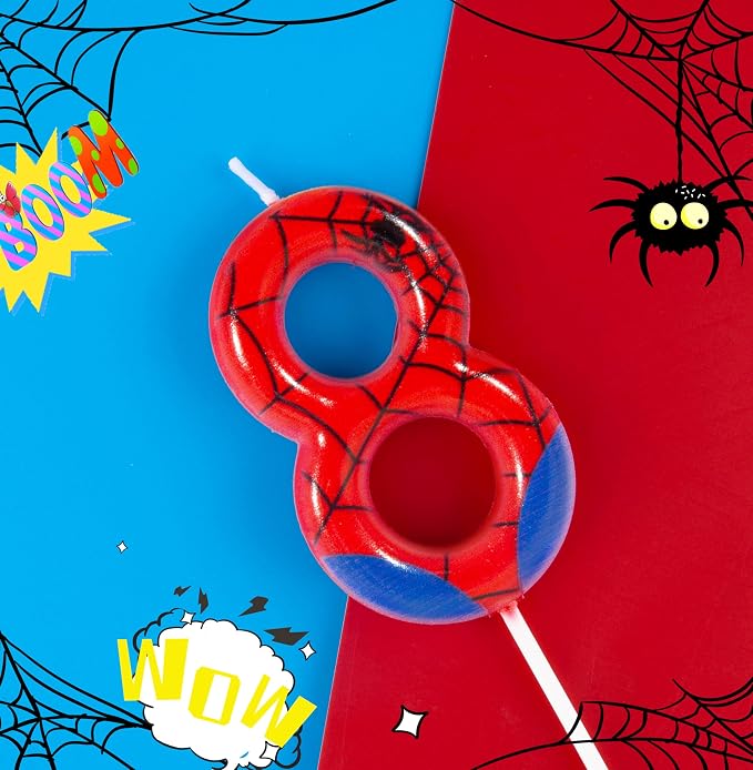 PHD CAKE 2.76 Inch Number 8 Spider Birthday Candles, Spider Cartoon Themed Number Candles, Cake Number Candles, Party Celebration