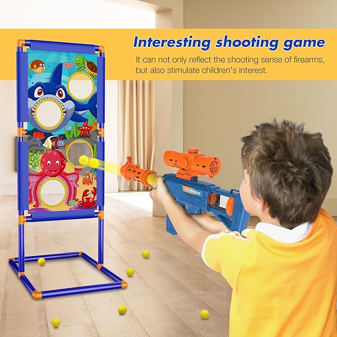 KKONES Kids Bow and Arrow Set, 2 in 1 Shooting Game with LED Light Up Archery Toy, Foam Balls, Suction Cup Arrows, Target, Quiver, Indoor Outdoor Toys for Kids Boys Girls Gifts