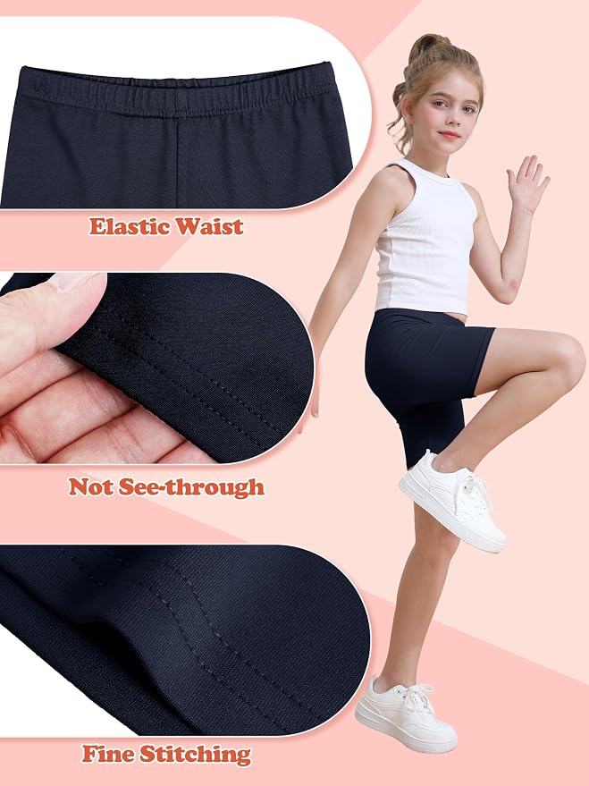 Resinta 6 Pack Girls Bike Shorts Under Dress Dance Cartwheel Shorts for Toddler Kids Summer Clothes Multicolor