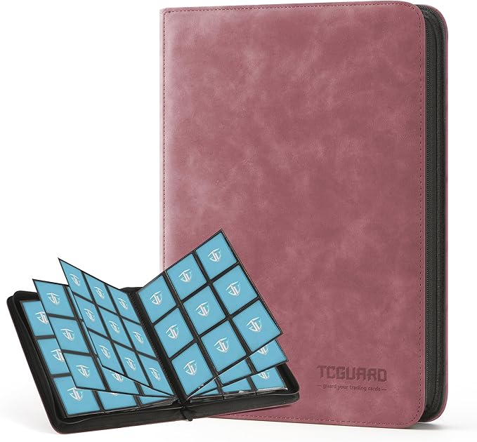 Trading Card Binder, 9 Side Loading Pocket Card Album Hold Up to 540, Zipper Binder for Collection, TCG Holder for Sports, Yugioh, MTG etc. (Wine 9)