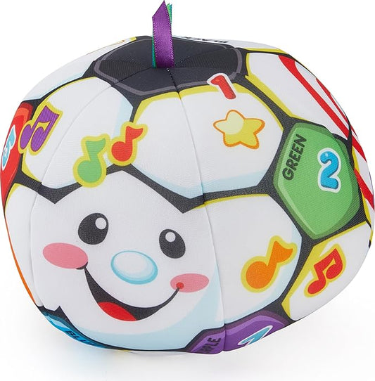 Fisher-Price Baby to Toddler Toy Laugh & Learn Singin’ Soccer Ball Musical Plush with Educational Phrases for Infants Ages 6+ Months