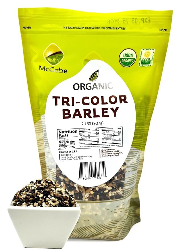 McCabe Organic Tri-Color Barley - Tri-Color Barley Organic | Rich with Fiber & Minerals | USDA and CCOF Certified |