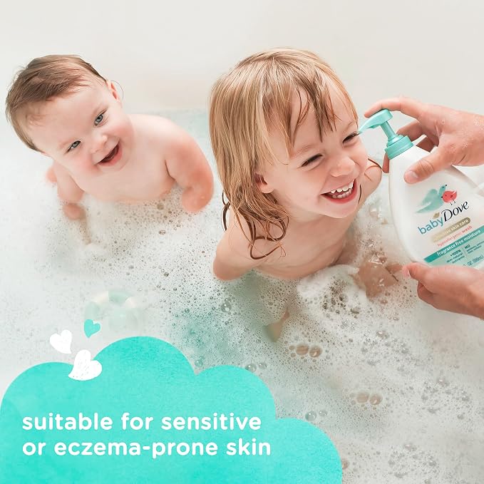 Baby Dove Sensitive Skin Care Baby Wash Fragrance Free Moisture For Baby Bath Time Fragrance Free and Hypoallergenic, Washes Away Bacteria 34 oz (Pack of 3)