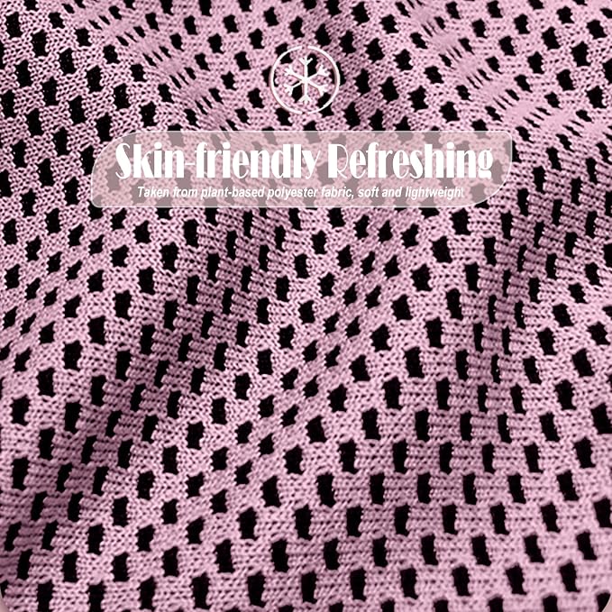 10 Pack Cooling Towels Bulk Microfiber Ice Towel Quick Dry Breathable Chilly Sweat Towel Stay Cool Towel for Neck Face Yoga Gym Workout Running Pilates Beach with Carabin Bag, 40x12'', Pink